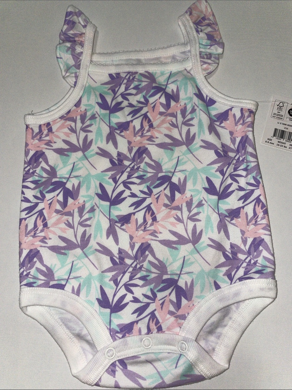 Girls' Purple & Pink Leaf-Print One-Piece Bodysuit